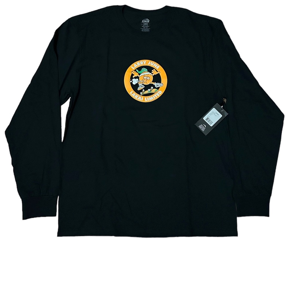 Larry June X Lakai Skatewear Black Orange Skating Circle Logo Graphic Longsleeve